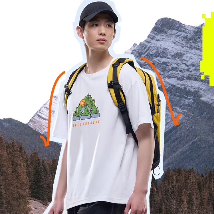安踏快干棉短袖t恤男夏季宽松透气户外露营休闲百搭运动上衣6101