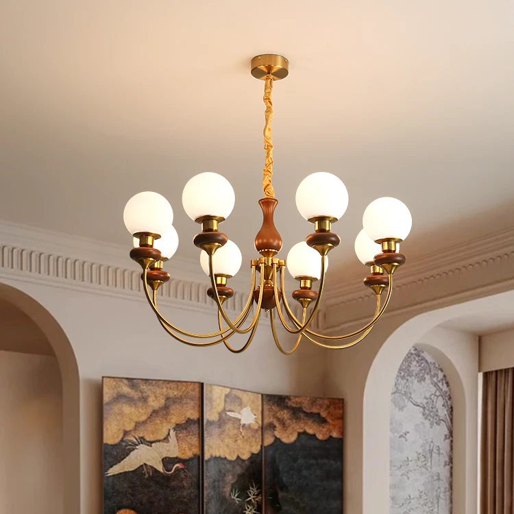 魔豆吊灯法式中古卧室灯美式复古客厅餐厅吊灯全光谱护眼客厅吊灯