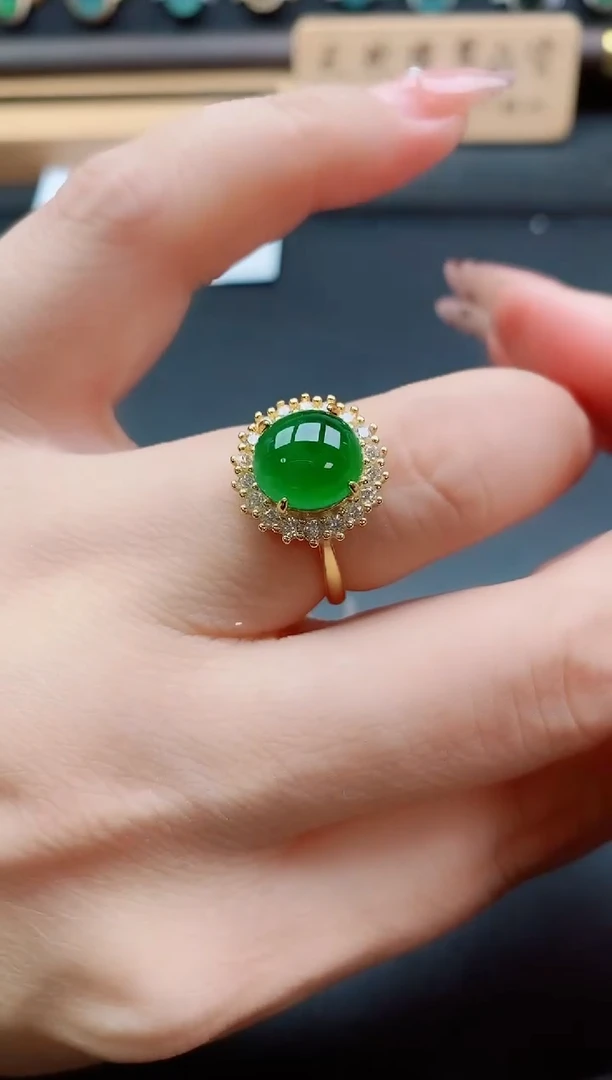 银S925镶嵌戒指翡翠1