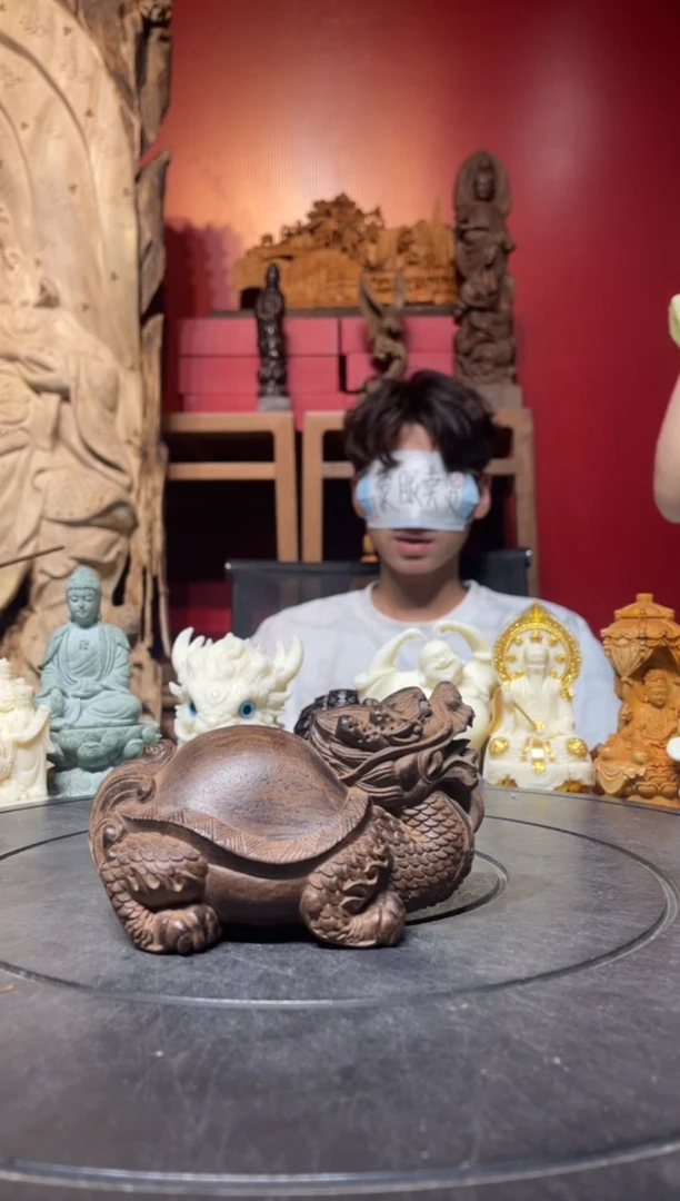 风车木（黑檀木）无事牌(直播推荐)  小龙龟一个