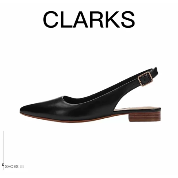 Clarks其乐 牛皮革浅口尖头穆勒鞋 女款 黑色-26148860