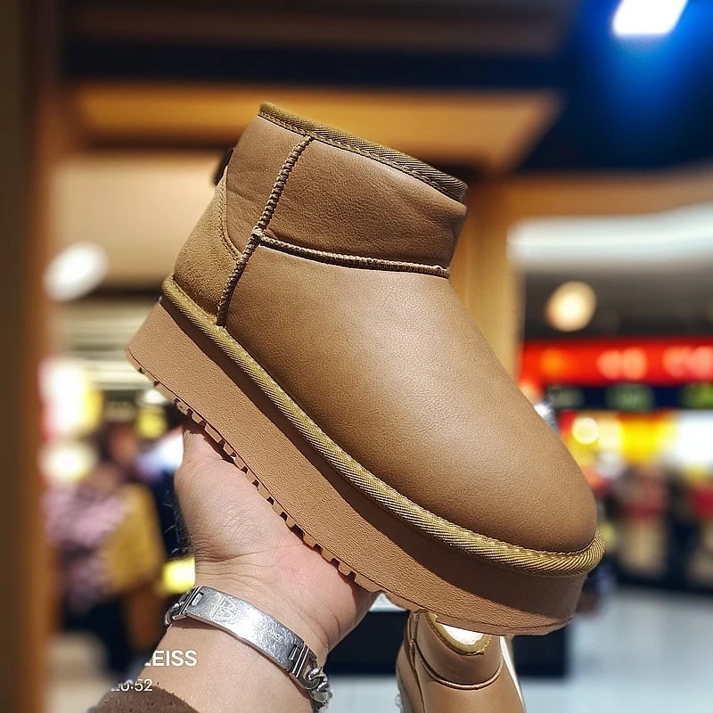 312断码清仓防滑雪地靴女款新款冬季防水短筒增高棉鞋加绒面包鞋