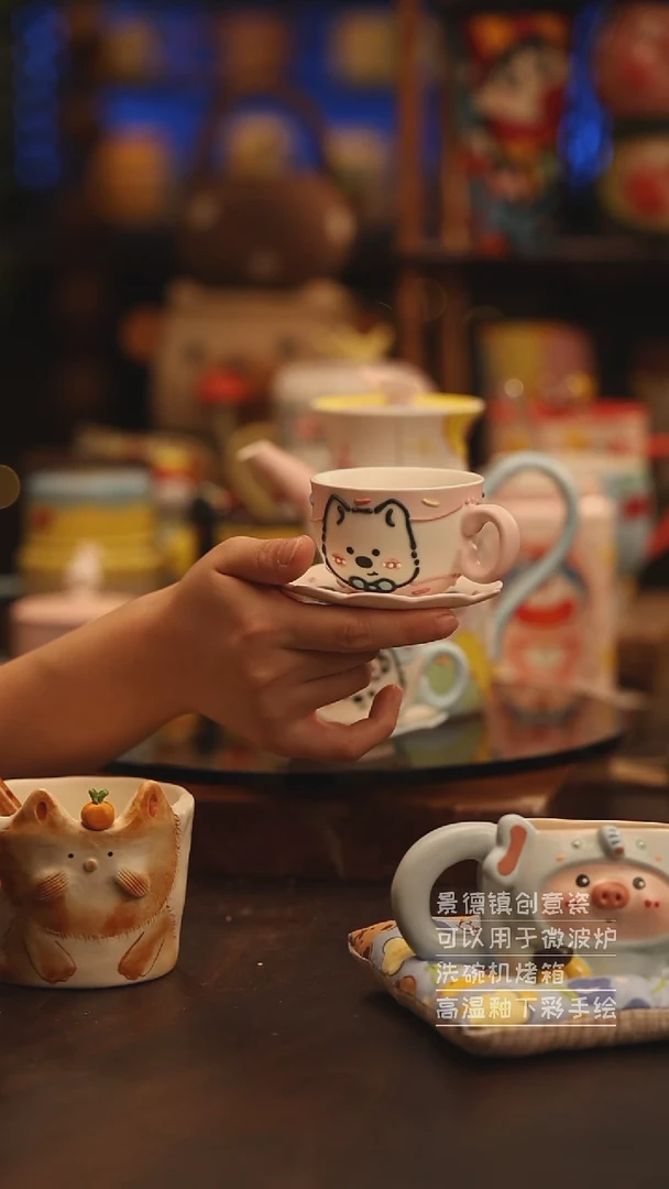 陶瓷景德镇可爱陶瓷釉下彩绘设计师款