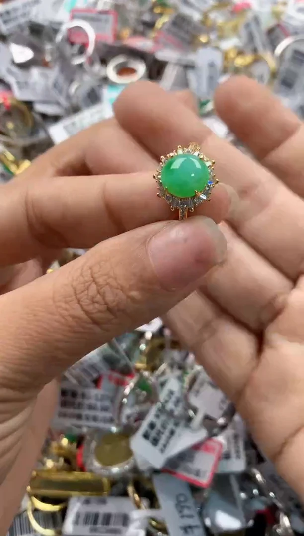 银S925镶嵌戒指翡翠777   2