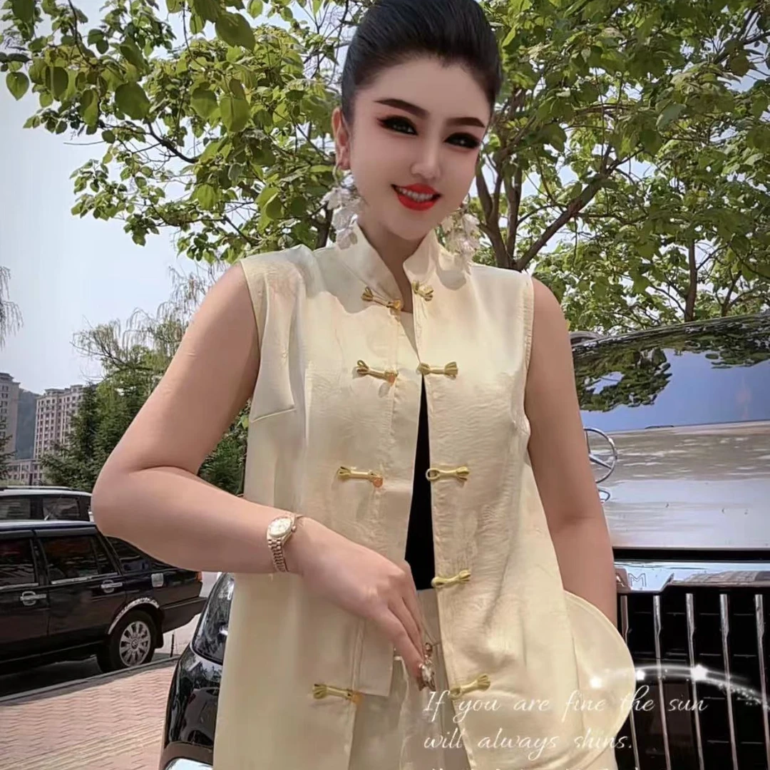 12771 国潮时尚气质修身马甲+裤子两件套