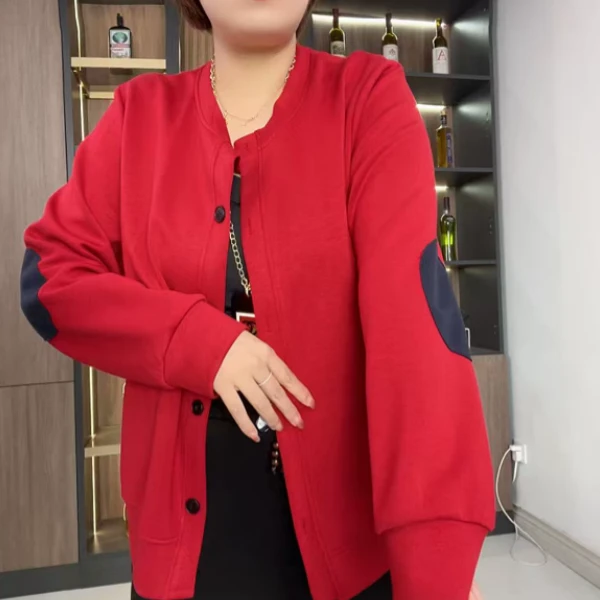 韩版短款外套宽松型女常规纯色秋季拼接短外套运动时尚女士百搭