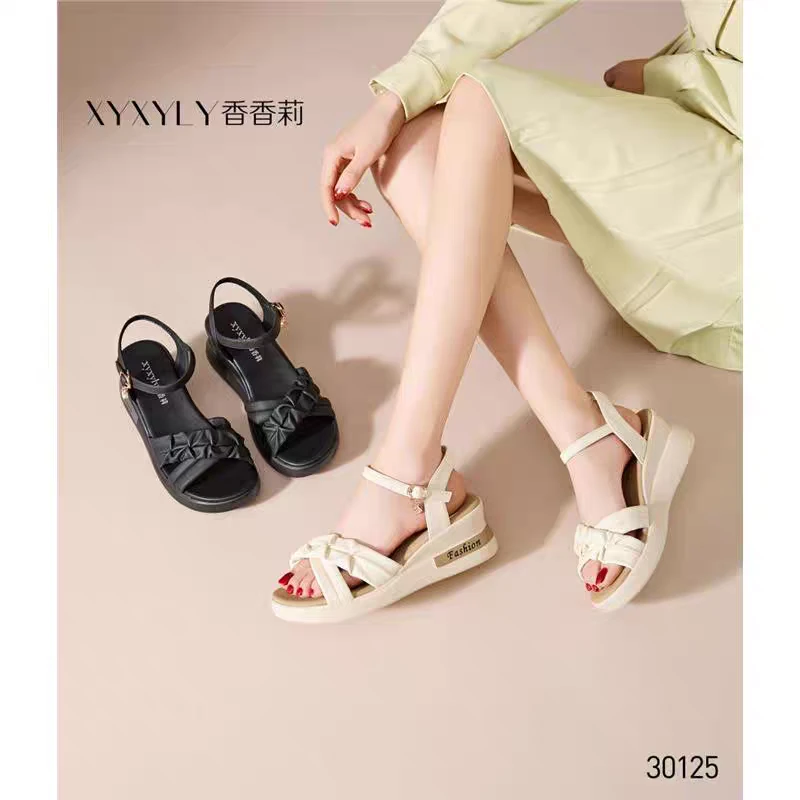 香香莉2025夏季新款时尚女鞋坡跟舒适厚底轻便潮品OL女凉鞋L30125