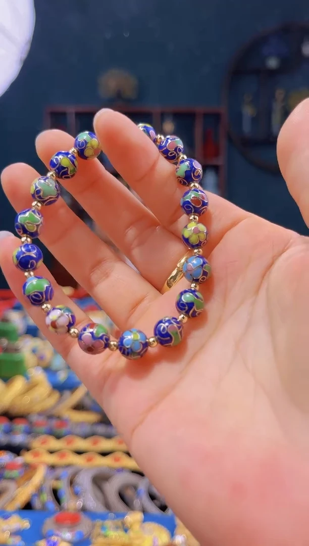 非遗 景泰蓝手串0.8 宝蓝