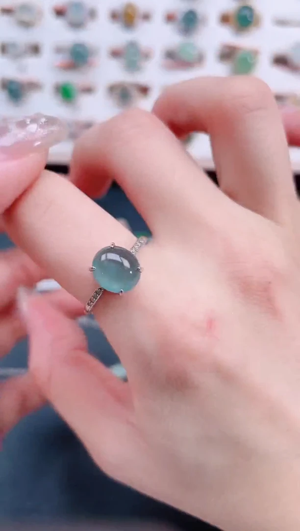 银S925镶嵌戒指翡翠天然翡翠