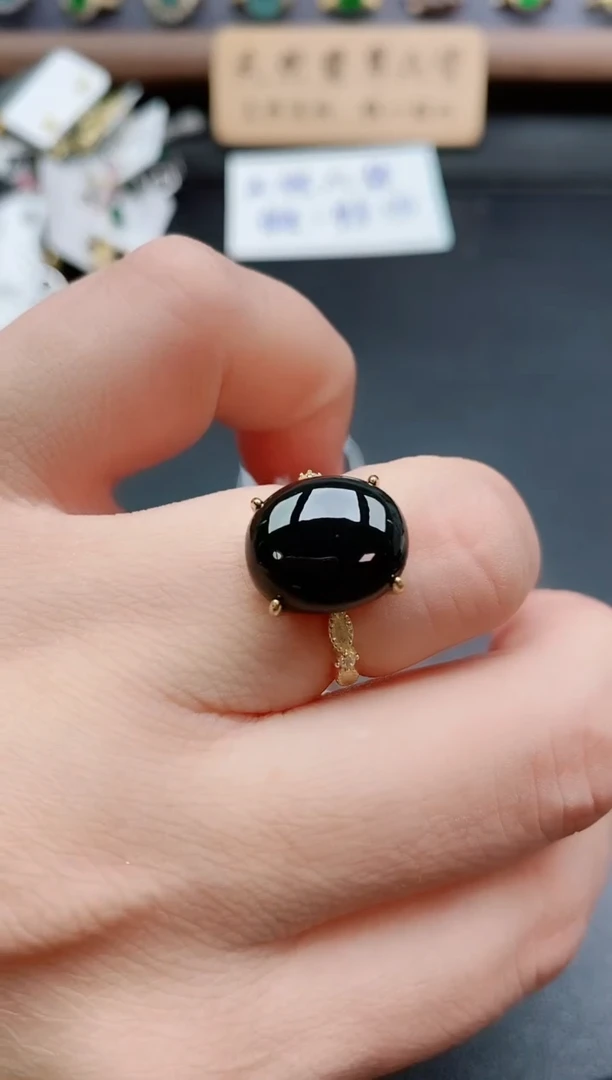 银S925镶嵌戒指翡翠1