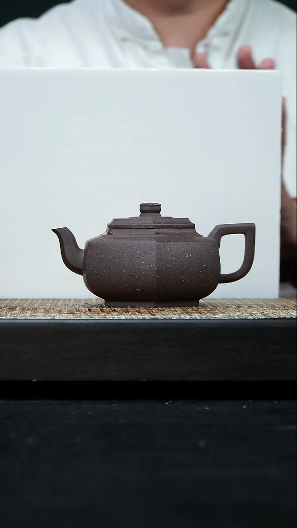 茶壶紫砂六方雪华 老紫泥 280cc 16