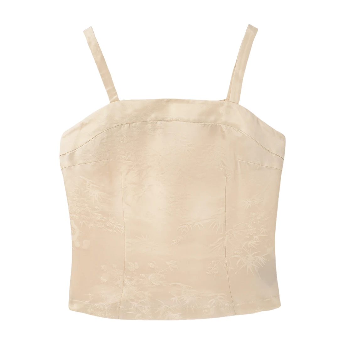 和绵-YZQS250608新中式桑蚕丝中国风复古时尚百搭吊带背心上衣