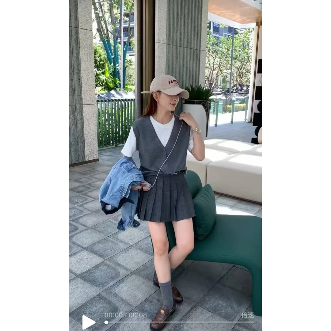 【NO退NO换】J-70098#韩系ins简约气质假两件拼接针织上衣(福利)