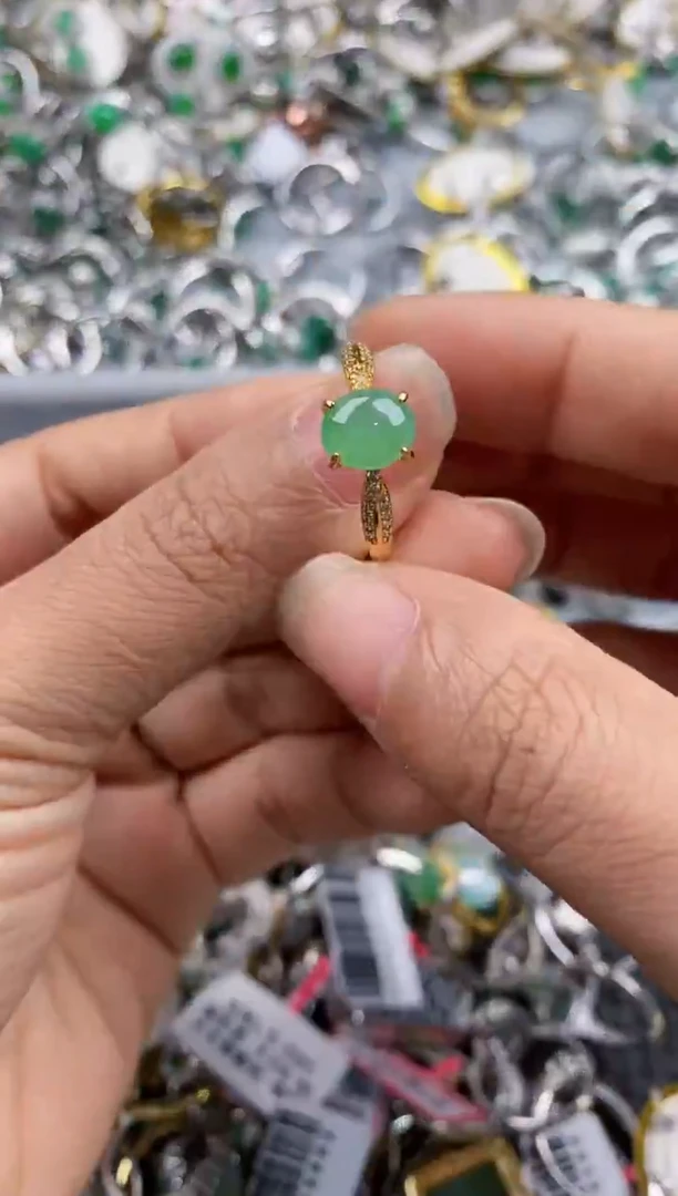 银S925镶嵌戒指翡翠222---5