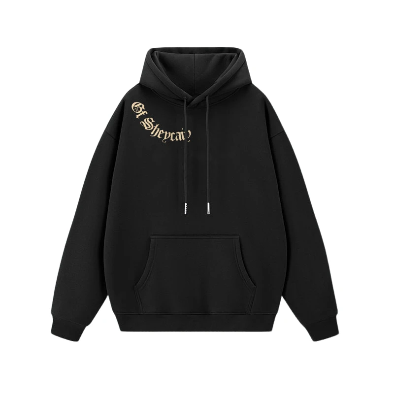 特大码300斤小众国潮品牌设计感英文连帽卫衣男加绒加厚港风外套