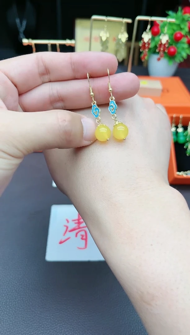 玛瑙/玉髓耳饰银S925镶嵌533000