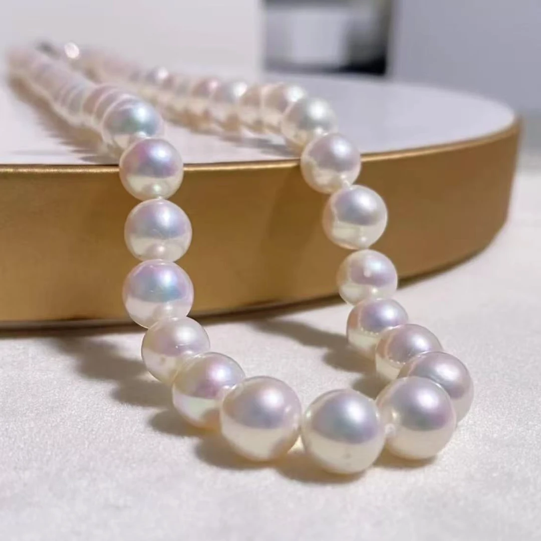 【喜喜】天然淡水珍珠项链强光白色经典百搭妈妈款生日礼物正圆优雅