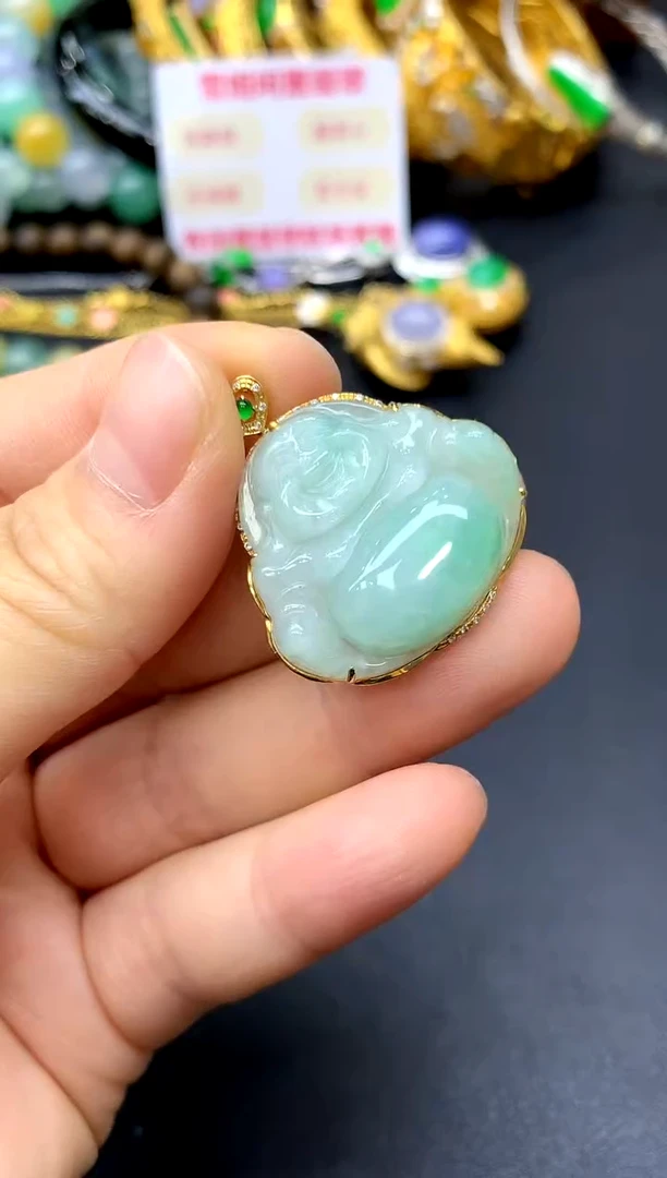 颈饰18K金镶嵌翡翠259-中国好珍宝