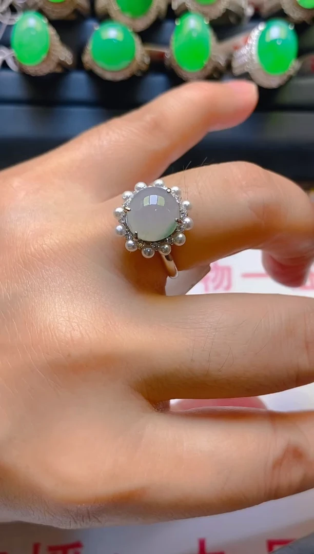 【闪购商品】翡翠耳饰银S925镶嵌天然A货翡翠1