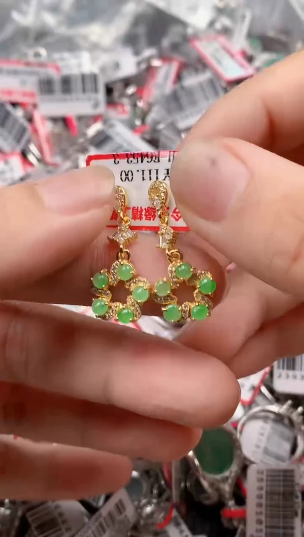 银S925镶嵌戒指翡翠天然A货缅甸翡翠