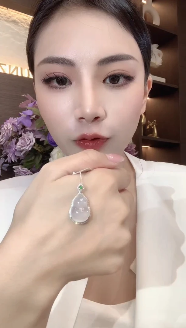 吊坠(不含链)18K金镶嵌翡翠A40