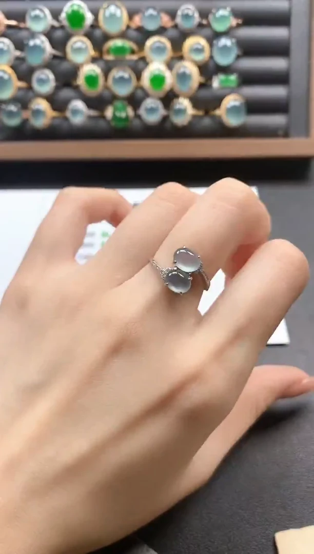 银S925镶嵌戒指翡翠51511-2