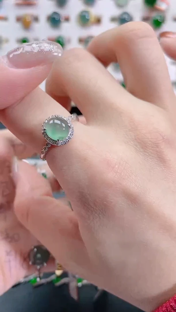 银S925镶嵌戒指翡翠天然翡翠