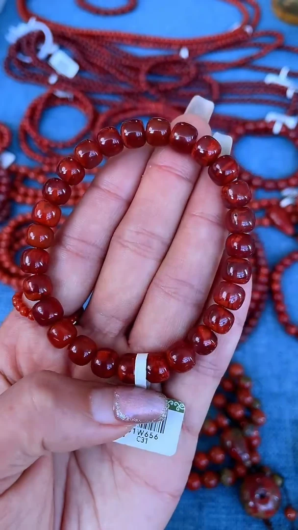 未镶嵌手串南红玛瑙N25凉山瓦西料妖牛血单圈