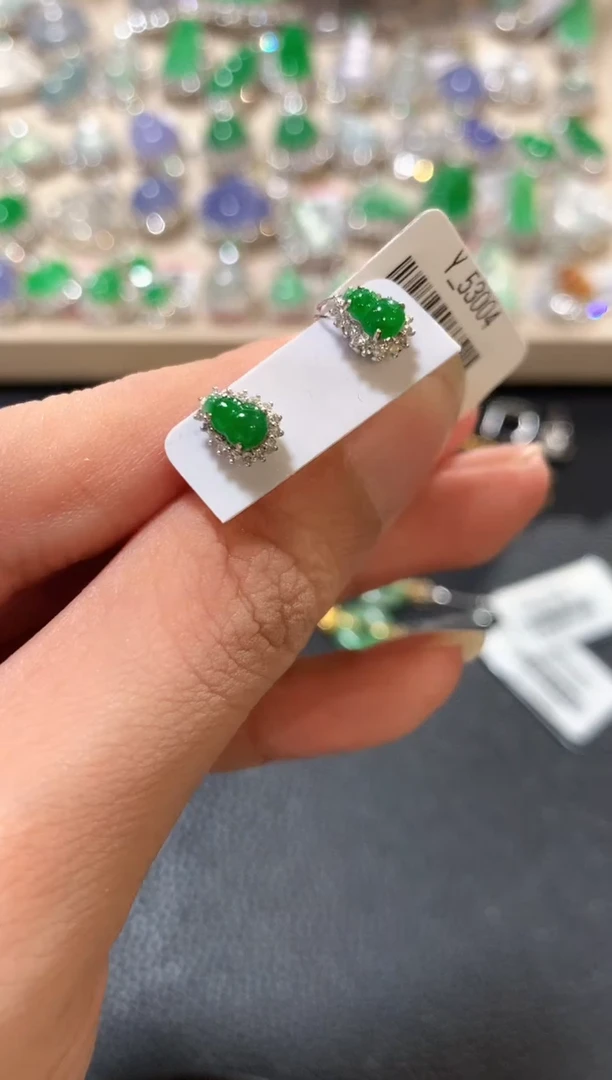 18K金镶嵌翡翠耳饰n60多样性一件发货