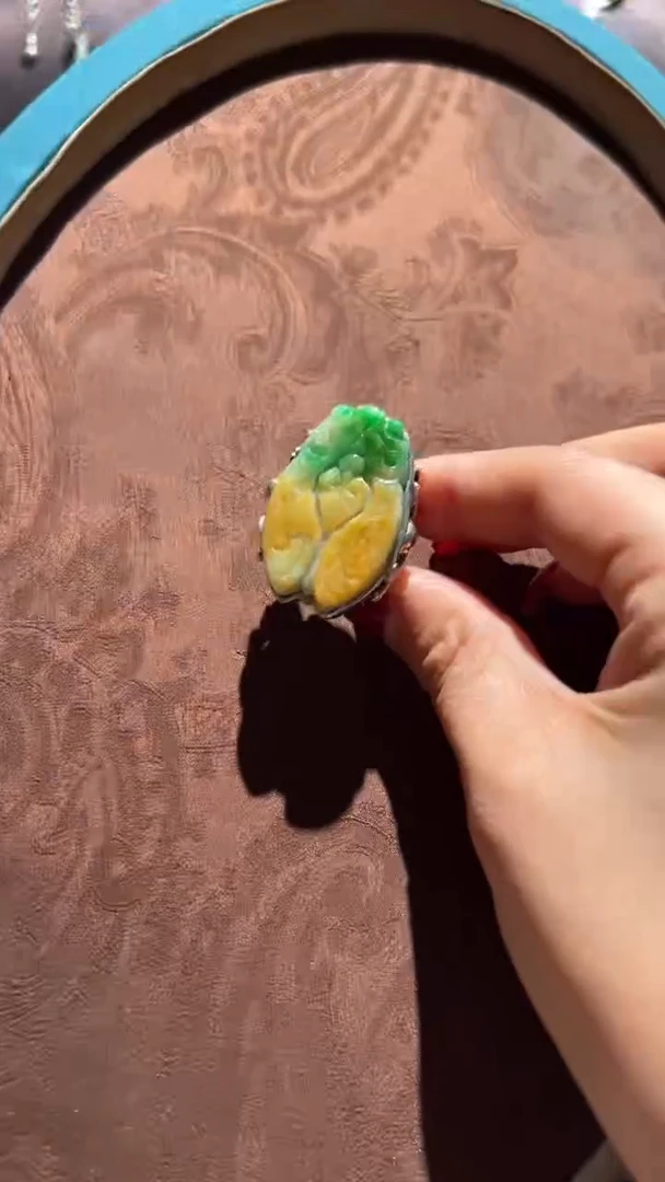 【闪购商品】翡翠戒指银S925镶嵌红翡绿翠 29号