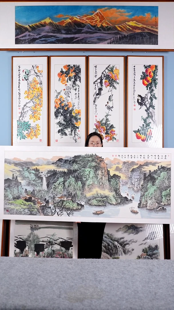 【闪购商品】国画张现军《春来江水》手绘带框230*80