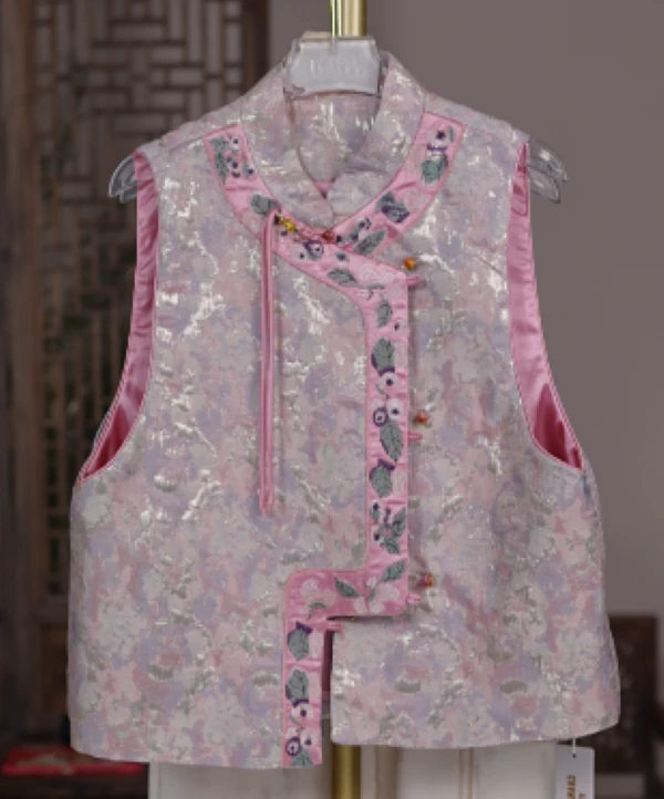 丝年.鸢尾｜新中式国风时尚百搭高端暗纹提花宋锦马甲-5208