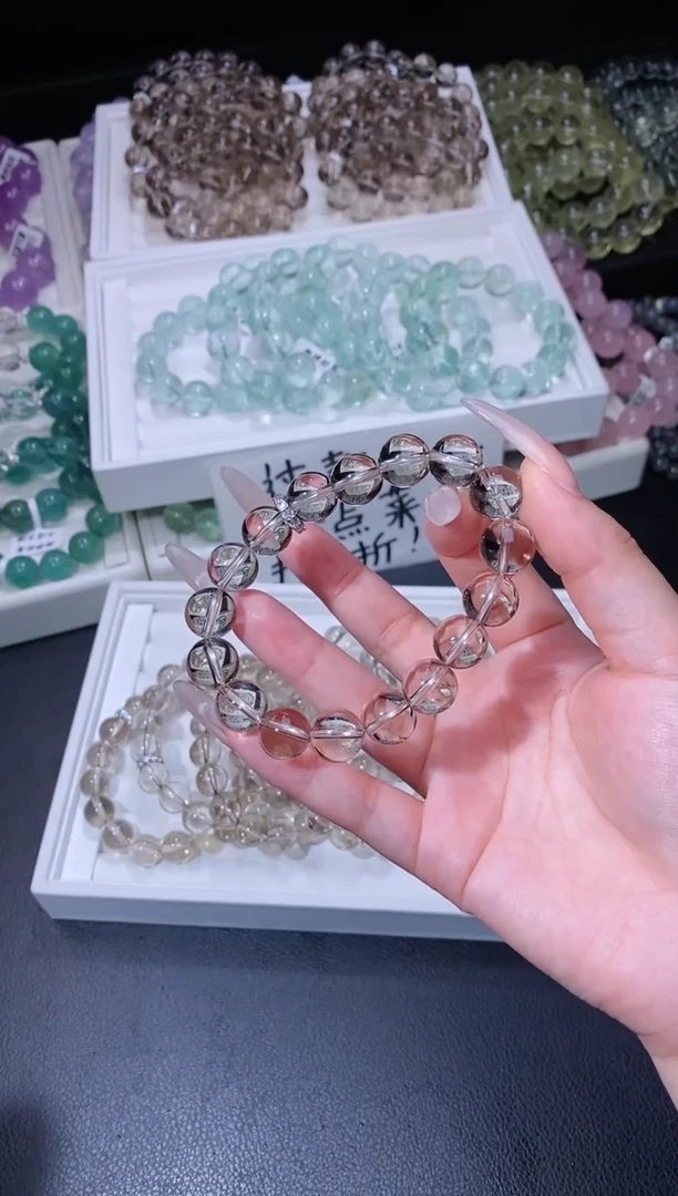 水晶手链合金79.6香槟茶晶手串 多样性发其一