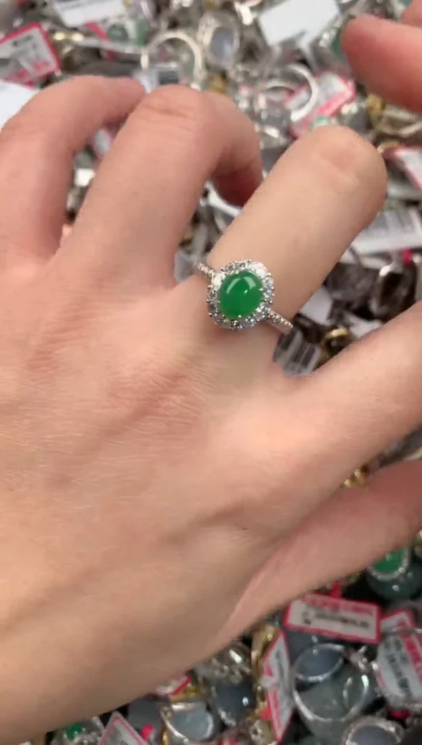 银S925镶嵌戒指翡翠999              9