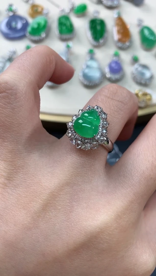 【闪购商品】翡翠戒指18K金镶嵌戒指A33|5980