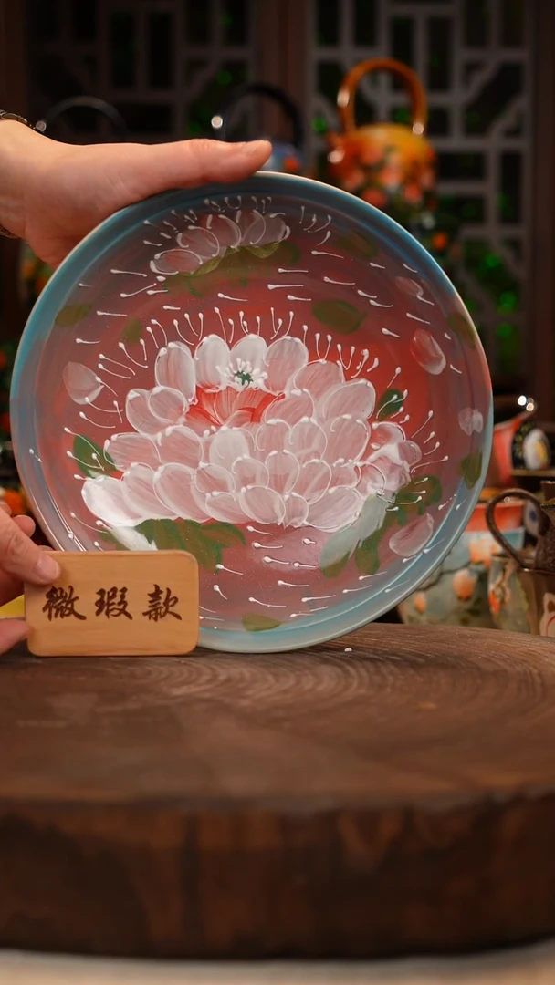 油画 手绘釉下彩微瑕