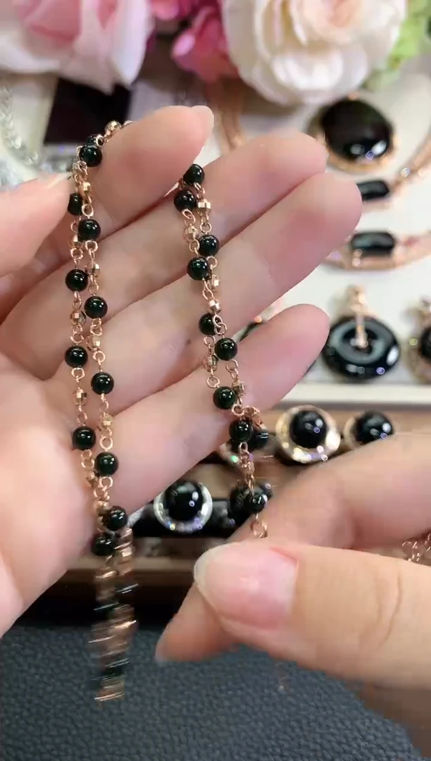 项链18K金镶嵌翡翠b44多样性一件发