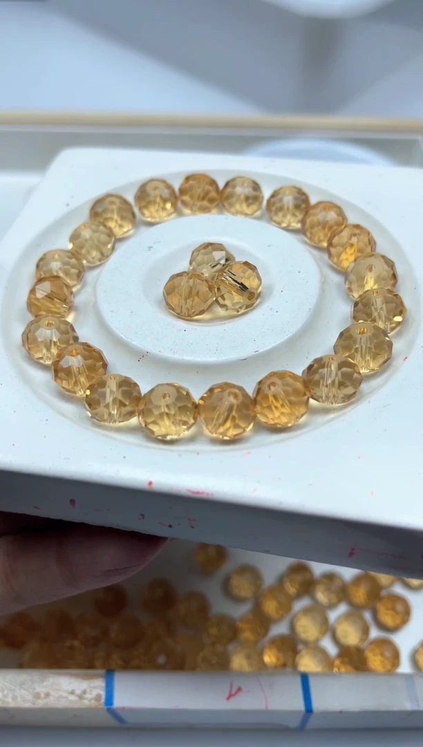 水晶珠宝半成品未镶嵌D410 黄水晶切面9*10mm10个9.9元