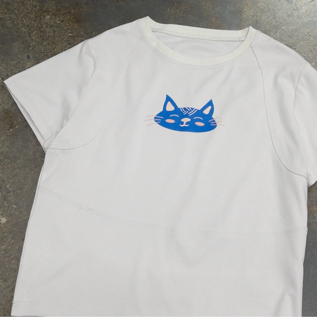 【T恤系列】笑脸猫咪 设计感别致纯色时尚休闲短袖soinku