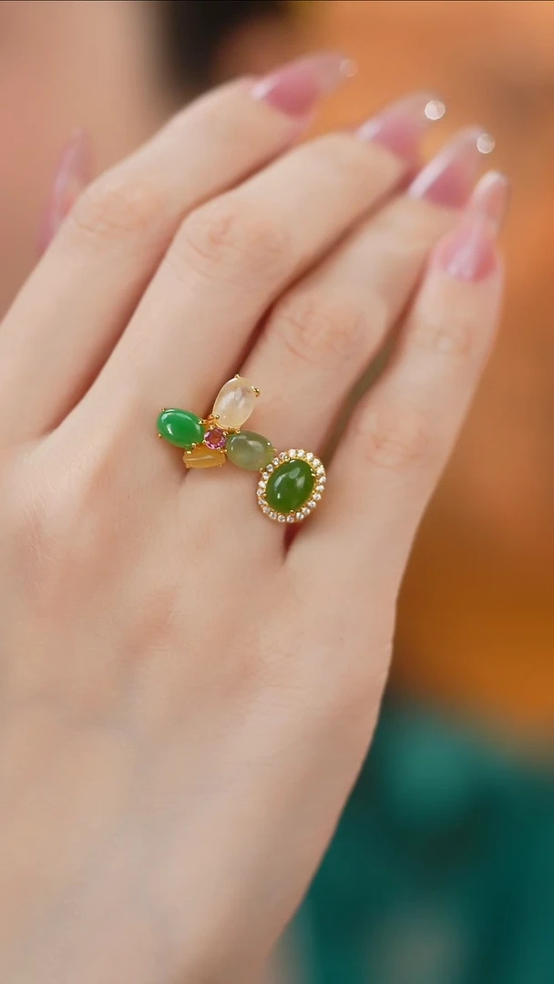 银S925镶嵌戒指翡翠新款