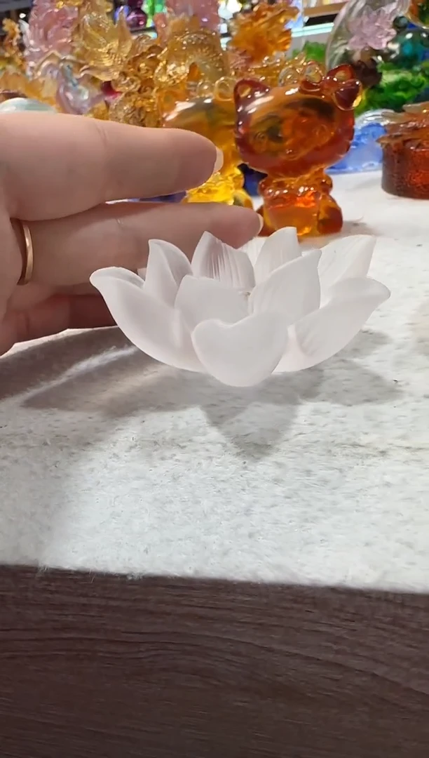 琉璃手工艺品莲花香插 完品
