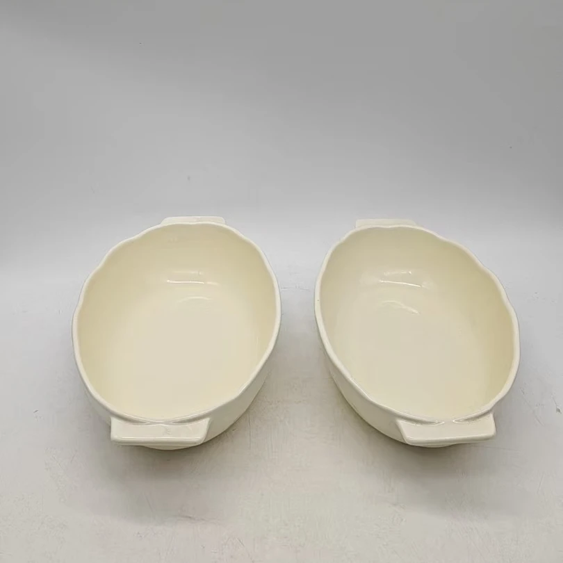 6269 双耳鱼盘2个（微瑕，长22.5，宽14）陶瓷餐具C12