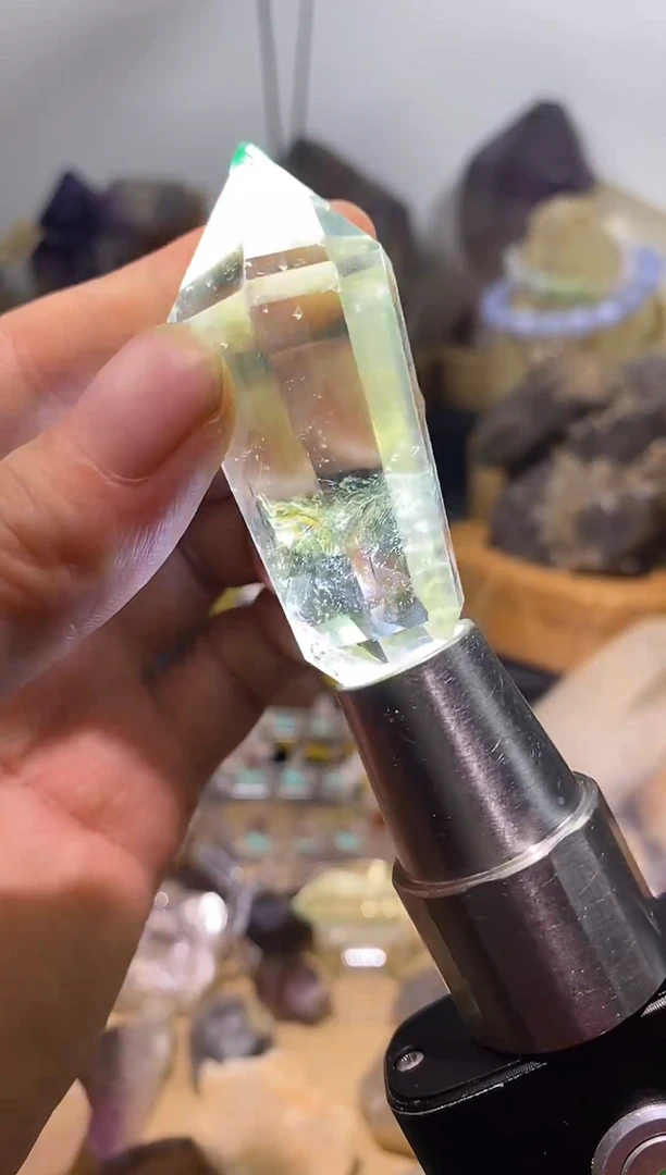 水晶珠宝半成品未镶嵌46号双尖全净体黄水晶+隐山