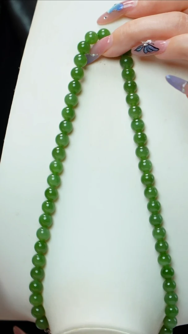 项链未镶嵌和田玉（碧玉）碧玉项链7-8mm 多样性发其一