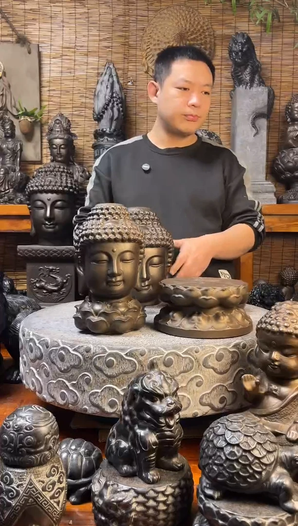 石材7*940佛头加双层莲花底座