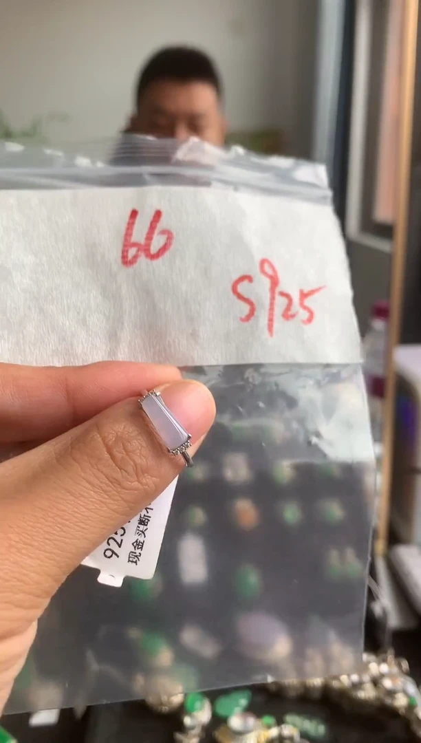 银S925镶嵌戒指翡翠缅甸A货翡翠，拍一发一