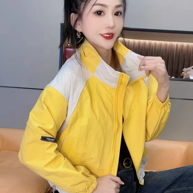 226洋气拼接撞色外套(衣长58cm左右)