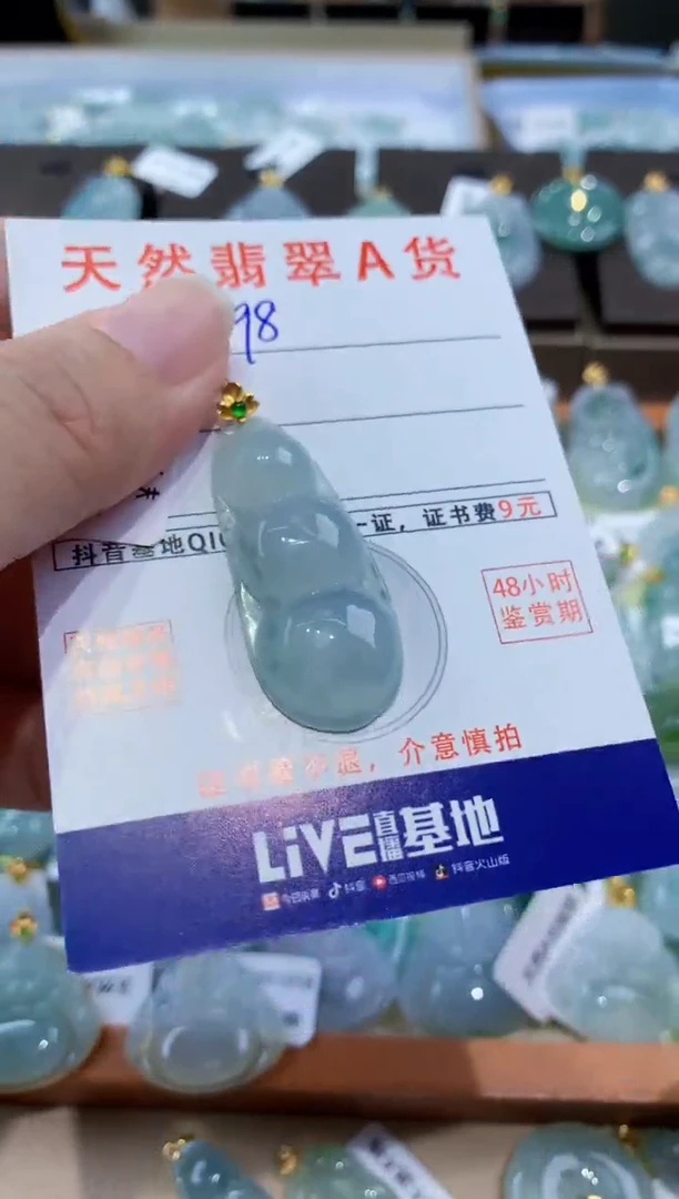 颈饰18K金镶嵌翡翠天然翡翠A货挂件