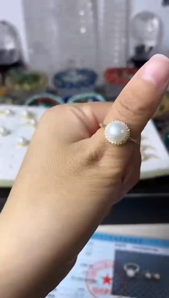 【闪购商品】淡水珍珠戒指银S925镶嵌矿坑