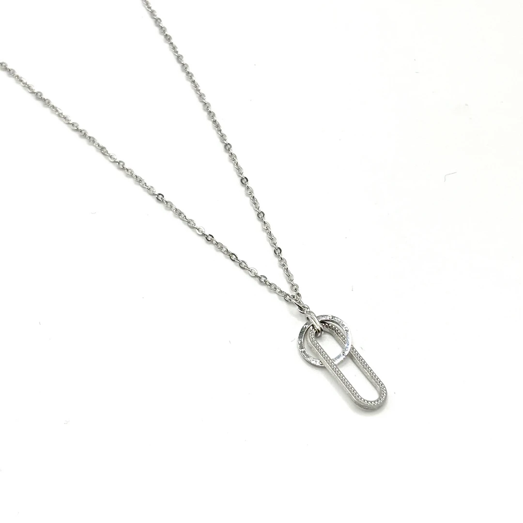 铂金PT950圆圈回形针套链简约几何时尚大方